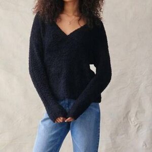 Bella Dahl Noelle Black V Neck Sweater Size Large